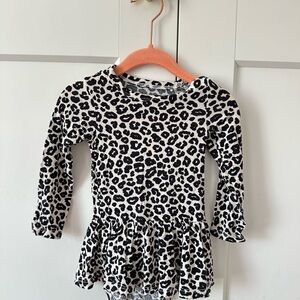 PoshPeanut Leopard Print Long Sleeve skirt onesie